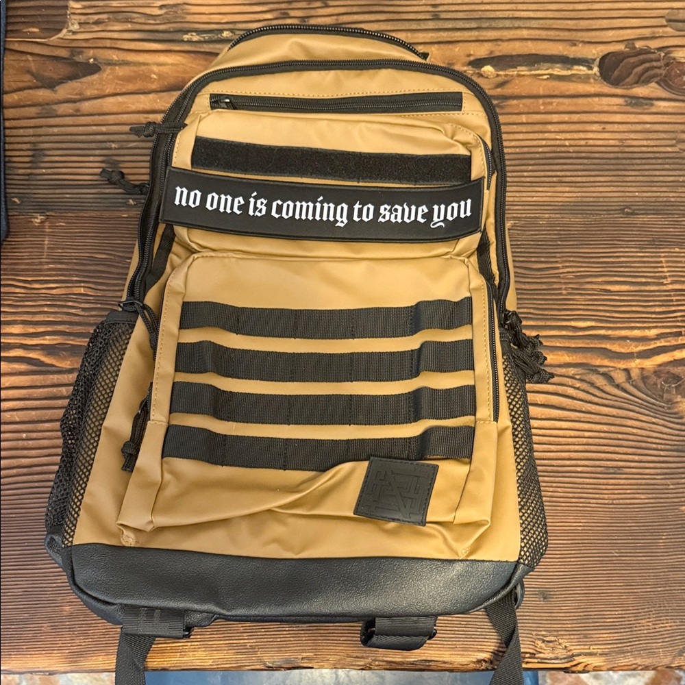 Flag Nor Fail Tan and Black Backpack